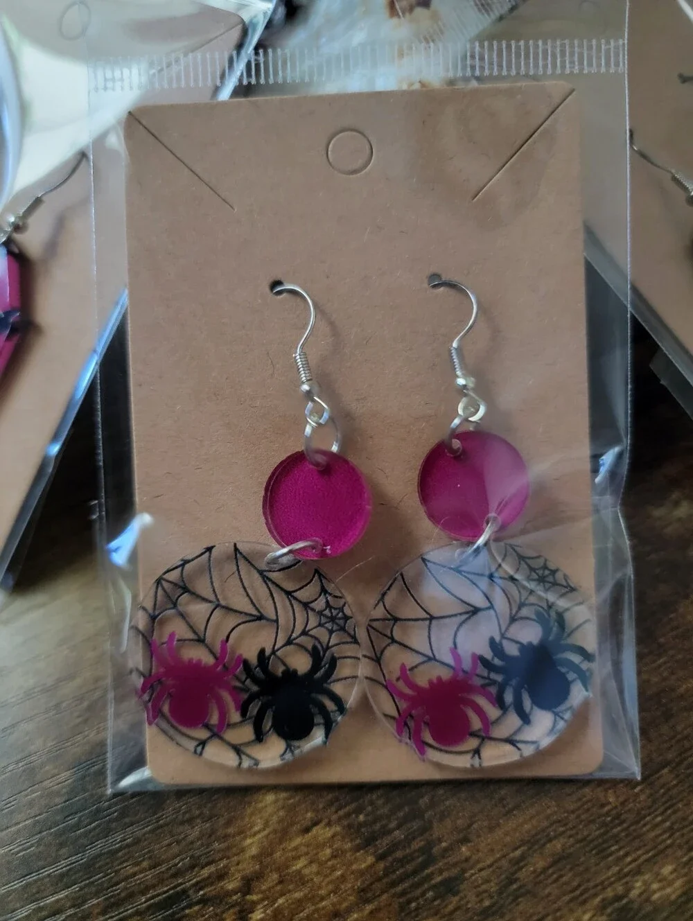 3pcs Coffin And Spider Pink Dangle Earrings - Women Accessories